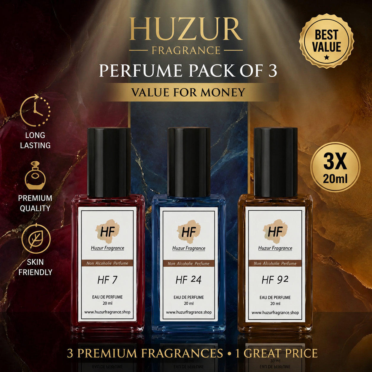 Value Pack of 3 Premium Perfumes